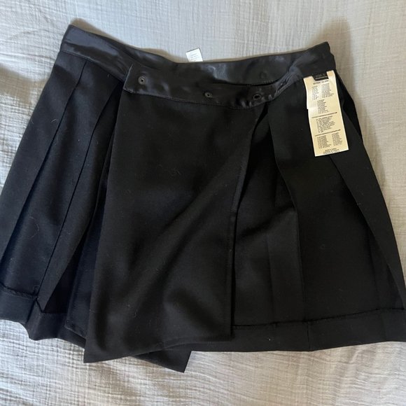 Diesel O-Rukan Wool Blend Safety Pin Leather Trim Pleated Mini Skirt In Black - Picture 7 of 7
